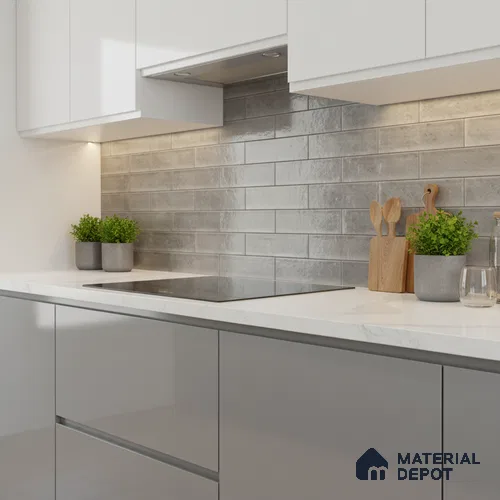 Faux Subway Wall Tile TL 04685 Q Brick Solara Opal Sheen 2 ft x 1 ft Ceramic Glossy Finish - 9 mm | Suitable For Kitchen, Bathroom Walls and Backsplashes | Please Expect a Slight Variation of Pattern
