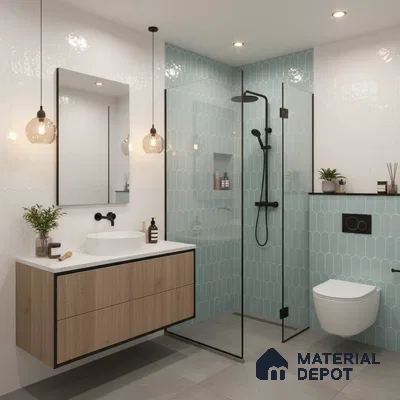 Faux Subway Wall Tile TL 04686 C Popsicle Solara Skylar Blue 2 ft x 1 ft Ceramic Glossy Finish - 9 mm | Suitable For Kitchen, Bathroom Walls and Backsplashes | Please Expect a Slight Variation of Pattern (Sample)
