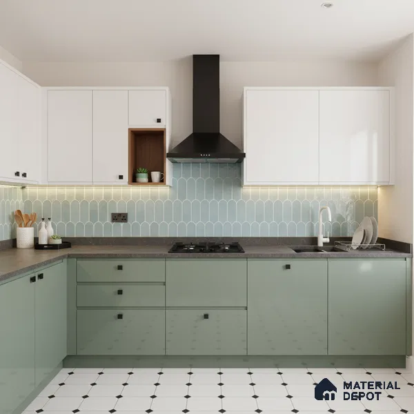Faux Subway Wall Tile TL 04686 C Popsicle Solara Skylar Blue 2 ft x 1 ft Ceramic Glossy Finish - 9 mm | Suitable For Kitchen, Bathroom Walls and Backsplashes | Please Expect a Slight Variation of Pattern (Sample)