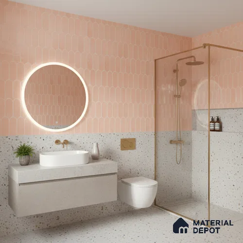 Faux Subway Wall Tile TL 04686 D Popsicle Solara Mauve Pink 2 ft x 1 ft Ceramic Glossy Finish - 9 mm | Suitable For Kitchen, Bathroom Walls and Backsplashes | Please Expect a Slight Variation of Pattern