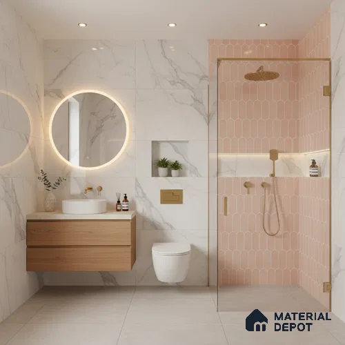 Faux Subway Wall Tile TL 04686 D Popsicle Solara Mauve Pink 2 ft x 1 ft Ceramic Glossy Finish - 9 mm | Suitable For Kitchen, Bathroom Walls and Backsplashes | Please Expect a Slight Variation of Pattern