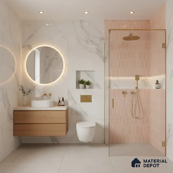Faux Subway Wall Tile TL 04686 D Popsicle Solara Mauve Pink 2 ft x 1 ft Ceramic Glossy Finish - 9 mm | Suitable For Kitchen, Bathroom Walls and Backsplashes | Please Expect a Slight Variation of Pattern