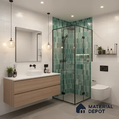 Faux Subway Wall Tile TL 04686 F Popsicle Solara Nashville Mixed Green 2 ft x 1 ft Ceramic Glossy Finish - 9 mm | Suitable For Kitchen, Bathroom Walls and Backsplashes | Please Expect a Slight Variation of Pattern (Sample)