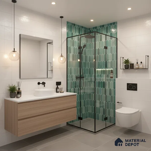 Faux Subway Wall Tile TL 04686 F Popsicle Solara Nashville Mixed Green 2 ft x 1 ft Ceramic Glossy Finish - 9 mm | Suitable For Kitchen, Bathroom Walls and Backsplashes | Please Expect a Slight Variation of Pattern (Sample)