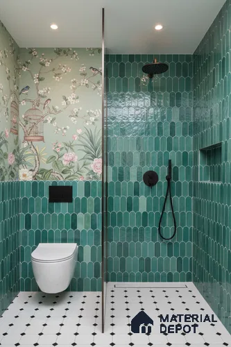 Faux Subway Wall Tile TL 04686 F Popsicle Solara Nashville Mixed Green 2 ft x 1 ft Ceramic Glossy Finish - 9 mm | Suitable For Kitchen, Bathroom Walls and Backsplashes | Please Expect a Slight Variation of Pattern