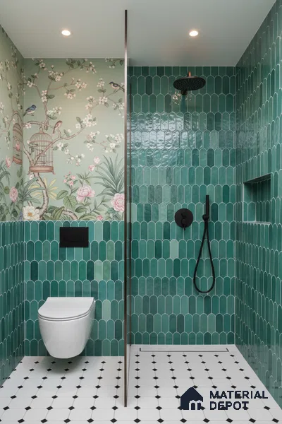 Faux Subway Wall Tile TL 04686 F Popsicle Solara Nashville Mixed Green 2 ft x 1 ft Ceramic Glossy Finish - 9 mm | Suitable For Kitchen, Bathroom Walls and Backsplashes | Please Expect a Slight Variation of Pattern (Sample)
