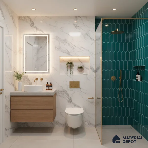 Faux Subway Wall Tile TL 04686 Popsicle Solara Aqua Blue 2 ft x 1 ft Ceramic Glossy Finish - 9 mm | Suitable For Kitchen, Bathroom Walls and Backsplashes | Please Expect a Slight Variation of Pattern (Sample)