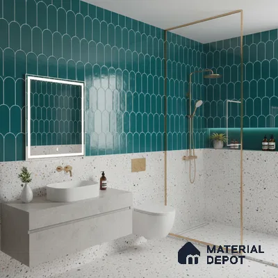 Faux Subway Wall Tile TL 04686 Popsicle Solara Aqua Blue 2 ft x 1 ft Ceramic Glossy Finish - 9 mm | Suitable For Kitchen, Bathroom Walls and Backsplashes | Please Expect a Slight Variation of Pattern (Sample)
