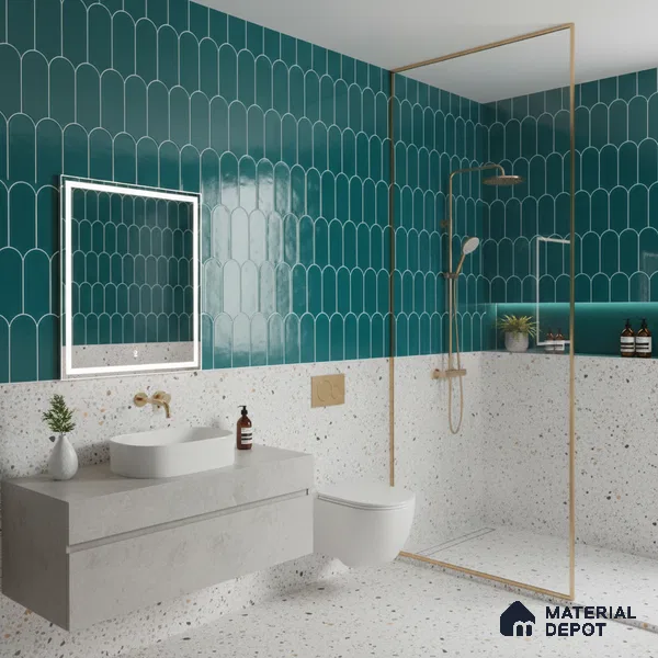 Faux Subway Wall Tile TL 04686 Popsicle Solara Aqua Blue 2 ft x 1 ft Ceramic Glossy Finish - 9 mm | Suitable For Kitchen, Bathroom Walls and Backsplashes | Please Expect a Slight Variation of Pattern (Sample)