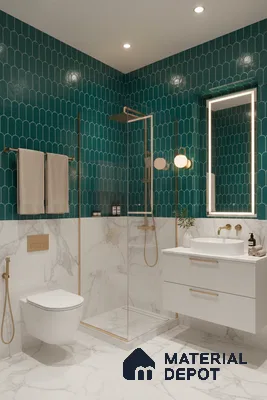 Faux Subway Wall Tile TL 04686 Popsicle Solara Aqua Blue 2 ft x 1 ft Ceramic Glossy Finish - 9 mm | Suitable For Kitchen, Bathroom Walls and Backsplashes | Please Expect a Slight Variation of Pattern (Sample)