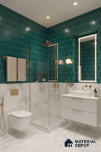 Faux Subway Wall Tile TL 04686 Popsicle Solara Aqua Blue 2 ft x 1 ft Ceramic Glossy Finish - 9 mm | Suitable For Kitchen, Bathroom Walls and Backsplashes | Please Expect a Slight Variation of Pattern (Sample)