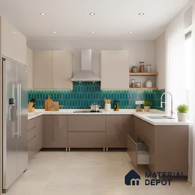 Faux Subway Wall Tile TL 04686 Popsicle Solara Aqua Blue 2 ft x 1 ft Ceramic Glossy Finish - 9 mm | Suitable For Kitchen, Bathroom Walls and Backsplashes | Please Expect a Slight Variation of Pattern (Sample)