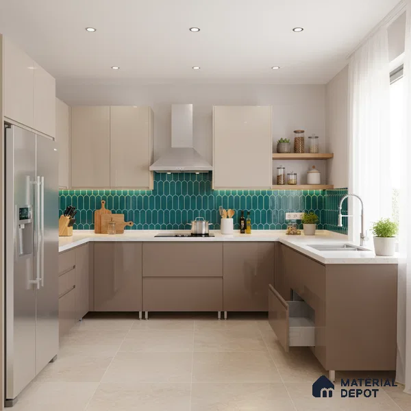 Faux Subway Wall Tile TL 04686 Popsicle Solara Aqua Blue 2 ft x 1 ft Ceramic Glossy Finish - 9 mm | Suitable For Kitchen, Bathroom Walls and Backsplashes | Please Expect a Slight Variation of Pattern (Sample)