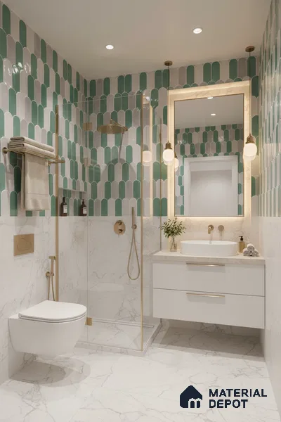 Faux Subway Wall Tile TL 04686 G Popsicle Solara Nashville Mixed White 2 ft x 1 ft Ceramic Glossy Finish - 9 mm | Suitable For Kitchen, Bathroom Walls and Backsplashes | Please Expect a Slight Variation of Pattern