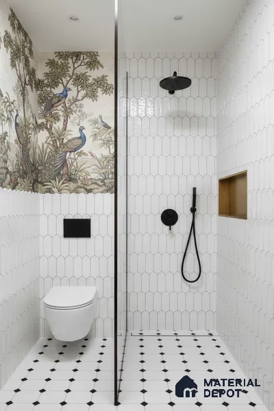 Faux Subway Wall Tile TL 04686 H Popsicle Solara Lilac White 2 ft x 1 ft Ceramic Glossy Finish - 9 mm | Suitable For Kitchen, Bathroom Walls and Backsplashes | Please Expect a Slight Variation of Pattern (Sample)