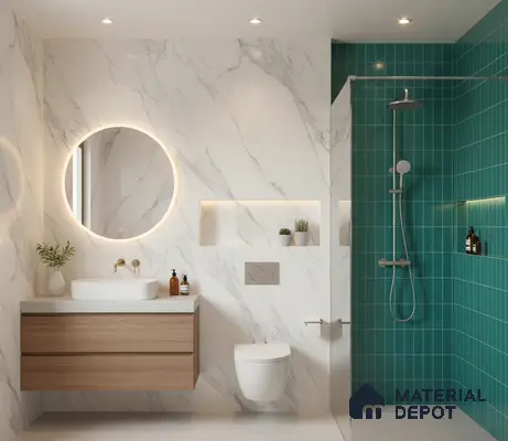 Faux Subway Wall Tile TL 04687 B Vertiline Brick Solara Fiji Blue 2 ft x 1 ft Ceramic Glossy Finish - 9 mm | Suitable For Kitchen, Bathroom Walls and Backsplashes | Please Expect a Slight Variation of Pattern