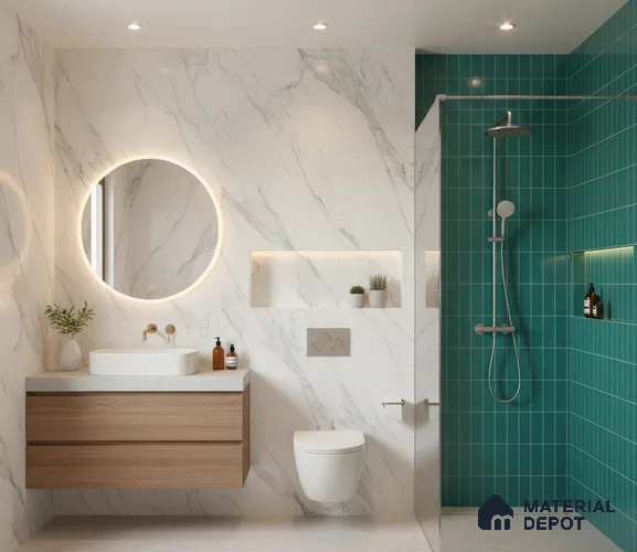 Faux Subway Look Glossy Finish Fiji Blue Ceramic Wall Tile | TL 04687 B 2 ft x 1 ft - 9 mm | Suitable For Kitchen & Bathroom