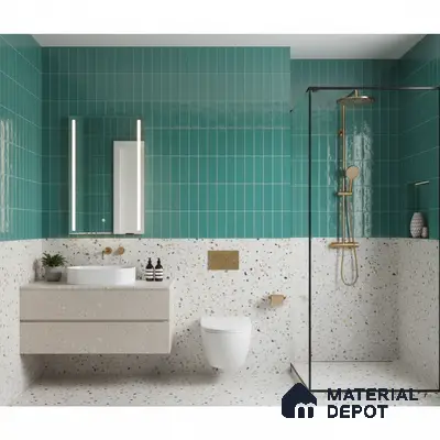 Faux Subway Wall Tile TL 04687 B Vertiline Brick Solara Fiji Blue 2 ft x 1 ft Ceramic Glossy Finish - 9 mm | Suitable For Kitchen, Bathroom Walls and Backsplashes | Please Expect a Slight Variation of Pattern