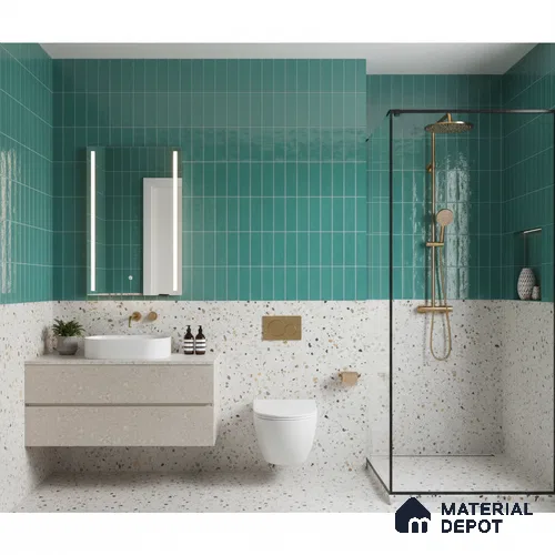 Faux Subway Wall Tile TL 04687 B Vertiline Brick Solara Fiji Blue 2 ft x 1 ft Ceramic Glossy Finish - 9 mm | Suitable For Kitchen, Bathroom Walls and Backsplashes | Please Expect a Slight Variation of Pattern