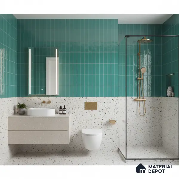 Faux Subway Wall Tile TL 04687 B Vertiline Brick Solara Fiji Blue 2 ft x 1 ft Ceramic Glossy Finish - 9 mm | Suitable For Kitchen, Bathroom Walls and Backsplashes | Please Expect a Slight Variation of Pattern