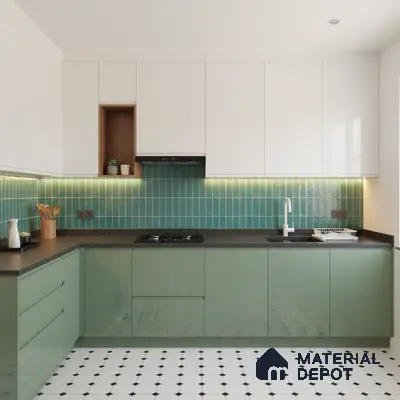 Faux Subway Wall Tile TL 04687 B Vertiline Brick Solara Fiji Blue 2 ft x 1 ft Ceramic Glossy Finish - 9 mm | Suitable For Kitchen, Bathroom Walls and Backsplashes | Please Expect a Slight Variation of Pattern