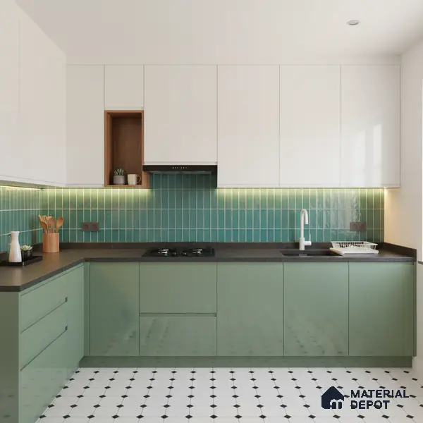 Faux Subway Wall Tile TL 04687 B Vertiline Brick Solara Fiji Blue 2 ft x 1 ft Ceramic Glossy Finish - 9 mm | Suitable For Kitchen, Bathroom Walls and Backsplashes | Please Expect a Slight Variation of Pattern