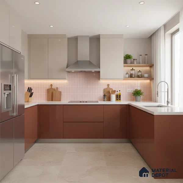 Faux Subway Wall Tile TL 04687 C Vertiline Brick Solara Kira Pink 2 ft x 1 ft Ceramic Glossy Finish - 9 mm | Suitable For Kitchen, Bathroom Walls and Backsplashes | Please Expect a Slight Variation of Pattern