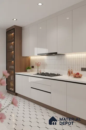 Faux Subway Wall Tile TL 04687 E Vertiline Brick Solara Dreamstone White 2 ft x 1 ft Ceramic Glossy Finish - 9 mm | Suitable For Kitchen, Bathroom Walls and Backsplashes | Please Expect a Slight Variation of Pattern