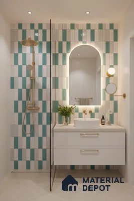 Faux Subway Wall Tile TL 04687 F Vertiline Brick Solara Dreamstone Mixed White 2 ft x 1 ft Ceramic Glossy Finish - 9 mm | Suitable For Kitchen, Bathroom Walls and Backsplashes | Please Expect a Slight Variation of Pattern