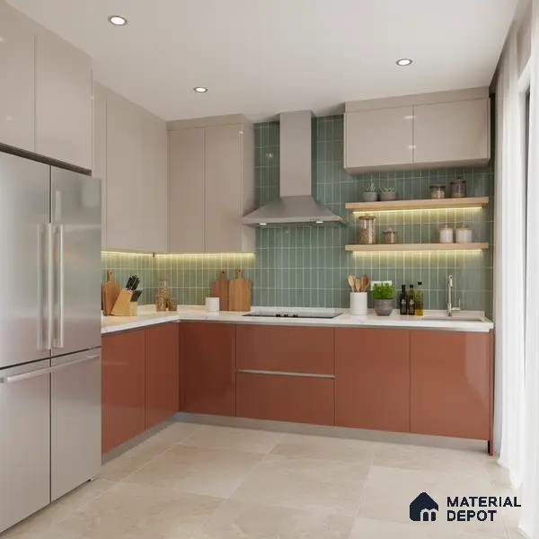Faux Subway Wall Tile TL 04687 Vertiline Brick Solara Seaside Green 2 ft x 1 ft Ceramic Glossy Finish - 9 mm | Suitable For Kitchen, Bathroom Walls and Backsplashes | Please Expect a Slight Variation of Pattern