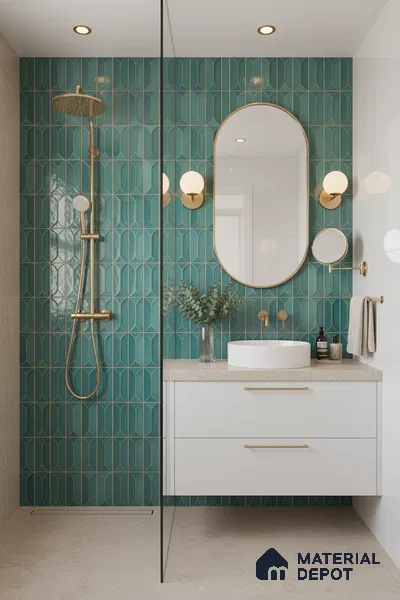 Faux Subway Wall Tile TL 04688 C Capsule Solara Tropical Blue 2 ft x 1 ft Ceramic Glossy Finish - 9 mm | Suitable For Kitchen, Bathroom Walls and Backsplashes | Please Expect a Slight Variation of Pattern (Sample)
