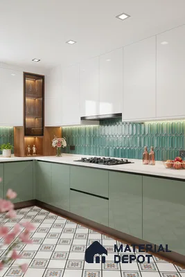 Faux Subway Wall Tile TL 04688 C Capsule Solara Tropical Blue 2 ft x 1 ft Ceramic Glossy Finish - 9 mm | Suitable For Kitchen, Bathroom Walls and Backsplashes | Please Expect a Slight Variation of Pattern (Sample)