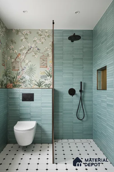 Faux Subway Wall Tile TL 04689 B Pencil Kitkat Solara Marine Blue 2 ft x 1 ft Ceramic Glossy Finish - 9 mm | Suitable For Kitchen, Bathroom Walls and Backsplashes | Please Expect a Slight Variation of Pattern