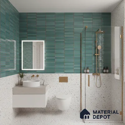 Faux Subway Wall Tile TL 04689 C Pencil Kitkat Solara French Blue 2 ft x 1 ft Ceramic Glossy Finish - 9 mm | Suitable For Kitchen, Bathroom Walls and Backsplashes | Please Expect a Slight Variation of Pattern (Sample)