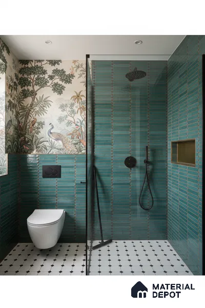 Faux Subway Wall Tile TL 04689 C Pencil Kitkat Solara French Blue 2 ft x 1 ft Ceramic Glossy Finish - 9 mm | Suitable For Kitchen, Bathroom Walls and Backsplashes | Please Expect a Slight Variation of Pattern (Sample)