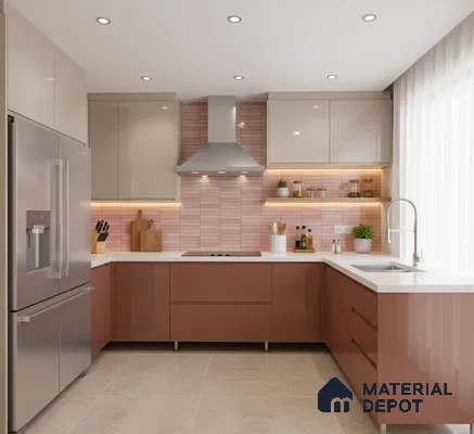 Faux Subway Wall Tile TL 04689 D Pencil Kitkat Solara Pink Palette 2 ft x 1 ft Ceramic Glossy Finish - 9 mm | Suitable For Kitchen, Bathroom Walls and Backsplashes | Please Expect a Slight Variation of Pattern