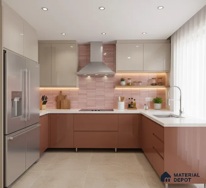 Faux Subway Wall Tile TL 04689 D Pencil Kitkat Solara Pink Palette 2 ft x 1 ft Ceramic Glossy Finish - 9 mm | Suitable For Kitchen, Bathroom Walls and Backsplashes | Please Expect a Slight Variation of Pattern