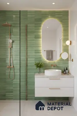 Faux Subway Wall Tile TL 04689 E Pencil Kitkat Solara Spring Green 2 ft x 1 ft Ceramic Glossy Finish - 9 mm | Suitable For Kitchen, Bathroom Walls and Backsplashes | Please Expect a Slight Variation of Pattern