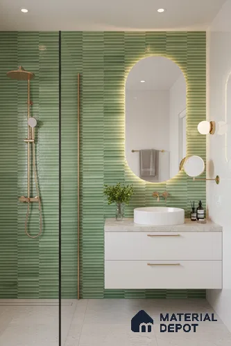 Faux Subway Wall Tile TL 04689 E Pencil Kitkat Solara Spring Green 2 ft x 1 ft Ceramic Glossy Finish - 9 mm | Suitable For Kitchen, Bathroom Walls and Backsplashes | Please Expect a Slight Variation of Pattern