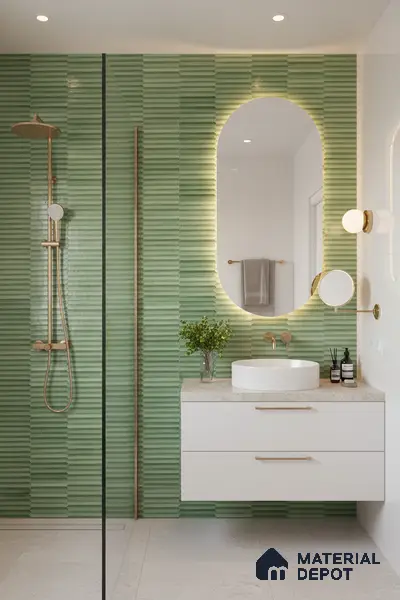Faux Subway Wall Tile TL 04689 E Pencil Kitkat Solara Spring Green 2 ft x 1 ft Ceramic Glossy Finish - 9 mm | Suitable For Kitchen, Bathroom Walls and Backsplashes | Please Expect a Slight Variation of Pattern