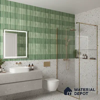 Faux Subway Wall Tile TL 04689 E Pencil Kitkat Solara Spring Green 2 ft x 1 ft Ceramic Glossy Finish - 9 mm | Suitable For Kitchen, Bathroom Walls and Backsplashes | Please Expect a Slight Variation of Pattern