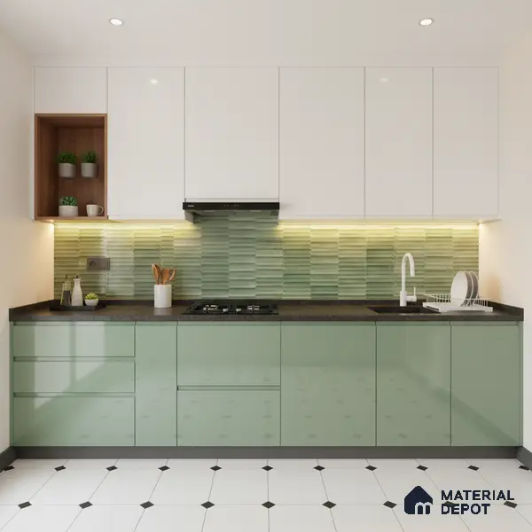 Faux Subway Wall Tile TL 04689 E Pencil Kitkat Solara Spring Green 2 ft x 1 ft Ceramic Glossy Finish - 9 mm | Suitable For Kitchen, Bathroom Walls and Backsplashes | Please Expect a Slight Variation of Pattern