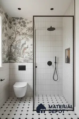 Faux Subway Wall Tile TL 04689 Pencil Kitkat Solara Moonlight Grey 2 ft x 1 ft Ceramic Glossy Finish - 9 mm | Suitable For Kitchen, Bathroom Walls and Backsplashes | Please Expect a Slight Variation of Pattern