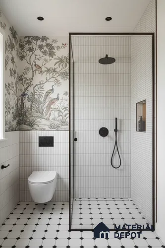 Faux Subway Wall Tile TL 04689 Pencil Kitkat Solara Moonlight Grey 2 ft x 1 ft Ceramic Glossy Finish - 9 mm | Suitable For Kitchen, Bathroom Walls and Backsplashes | Please Expect a Slight Variation of Pattern