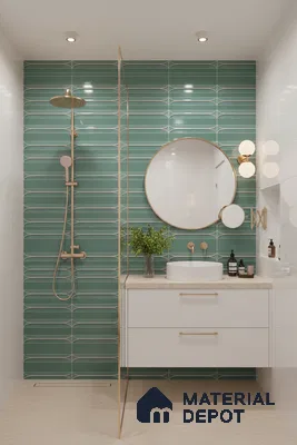 Faux Subway Wall Tile TL 04690 B Horizon Capsule Solara Blue Marley 2 ft x 1 ft Ceramic Glossy Finish - 9 mm | Suitable For Kitchen, Bathroom Walls and Backsplashes | Please Expect a Slight Variation of Pattern (Sample)