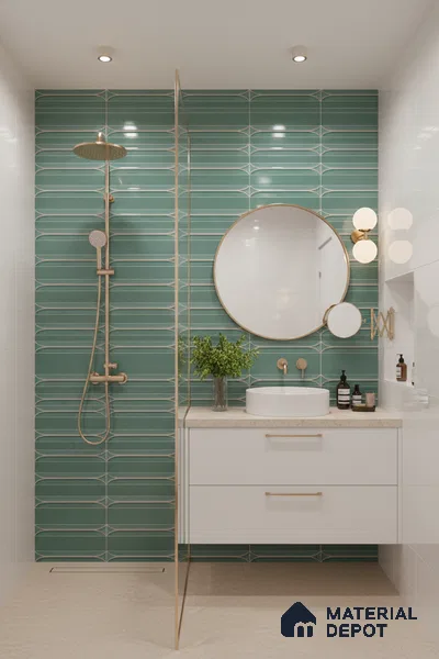 Faux Subway Wall Tile TL 04690 B Horizon Capsule Solara Blue Marley 2 ft x 1 ft Ceramic Glossy Finish - 9 mm | Suitable For Kitchen, Bathroom Walls and Backsplashes | Please Expect a Slight Variation of Pattern (Sample)