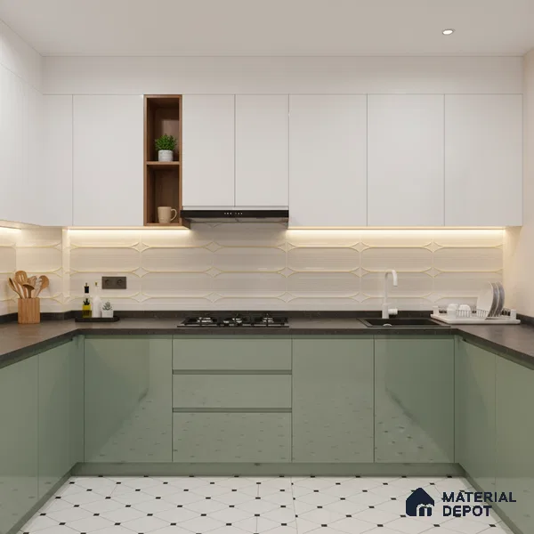 Faux Subway Wall Tile TL 04690 C Horizon Capsule Solara Feather White 2 ft x 1 ft Ceramic Glossy Finish - 9 mm | Suitable For Kitchen, Bathroom Walls and Backsplashes | Please Expect a Slight Variation of Pattern (Sample)