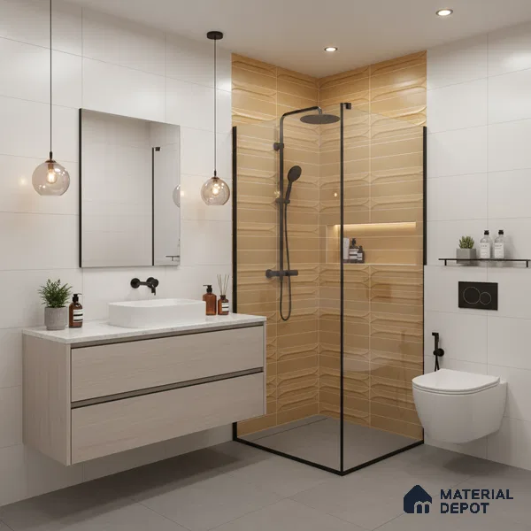 Faux Subway Wall Tile TL 04690 E Horizon Capsule Solara Oxide Brown 2 ft x 1 ft Ceramic Glossy Finish - 9 mm | Suitable For Kitchen, Bathroom Walls and Backsplashes | Please Expect a Slight Variation of Pattern (Sample)