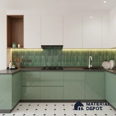 Faux Subway Wall Tile TL 04691 C Vertiline Kitkat Solara Loft Green 2 ft x 1 ft Ceramic Glossy Finish - 9 mm | Suitable For Kitchen, Bathroom Walls and Backsplashes | Please Expect a Slight Variation of Pattern