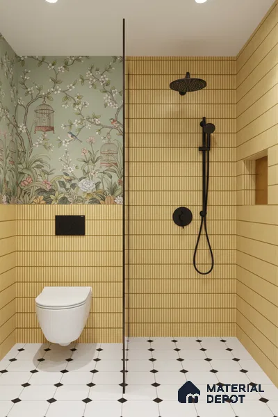 Faux Subway Wall Tile TL 04691 D Vertiline Kitkat Solara Charlotte Beige 2 ft x 1 ft Ceramic Glossy Finish - 9 mm | Suitable For Kitchen, Bathroom Walls and Backsplashes | Please Expect a Slight Variation of Pattern